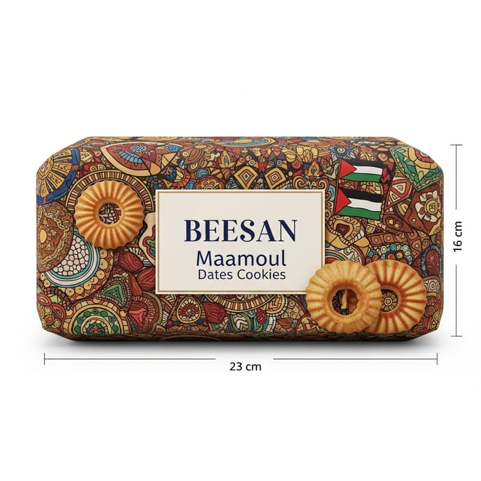 Luxurious Maamoul Dates Cookies Packaging | Vibrant Palestinian Heritage Design