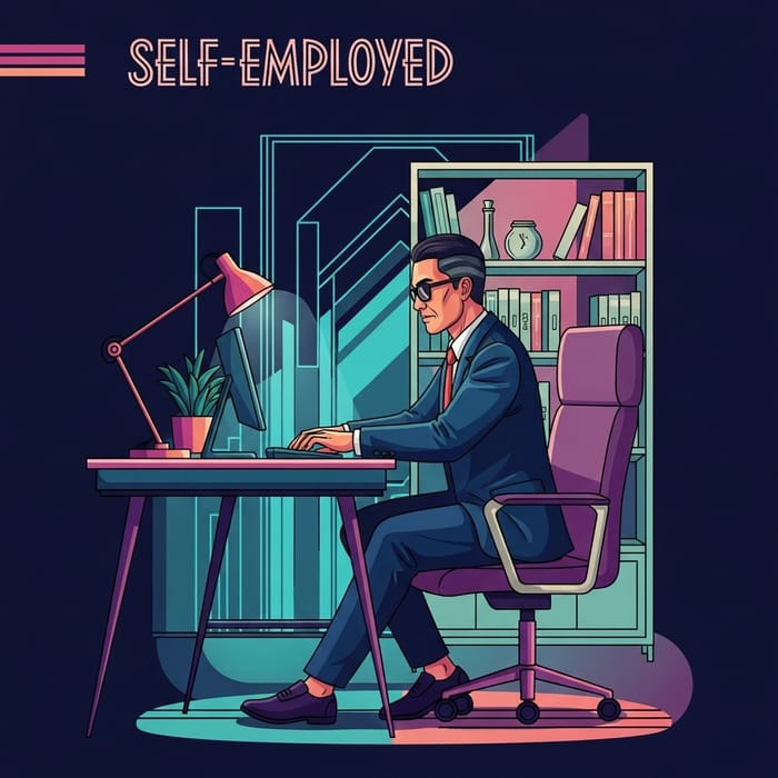 Bold and Confident Self-Employed Person in Modern Art Deco Setting Bold and Confident Self-Employed Person in Modern Art Deco Setting