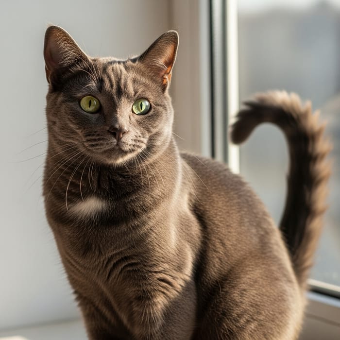 Dark Gray Domestic Short-Haired Cat with Emerald Eyes