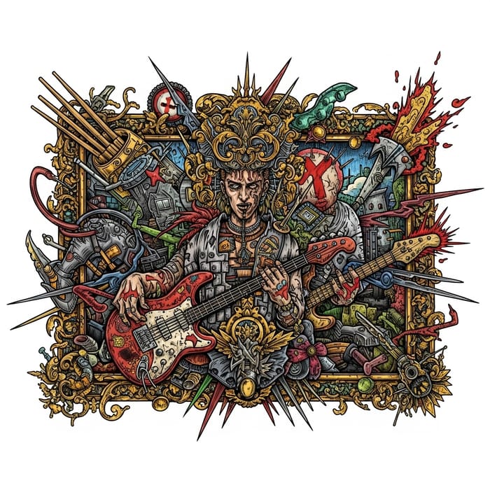 Baroque Punk Fusion Painting | Rebellious Energy in 300x300 Art