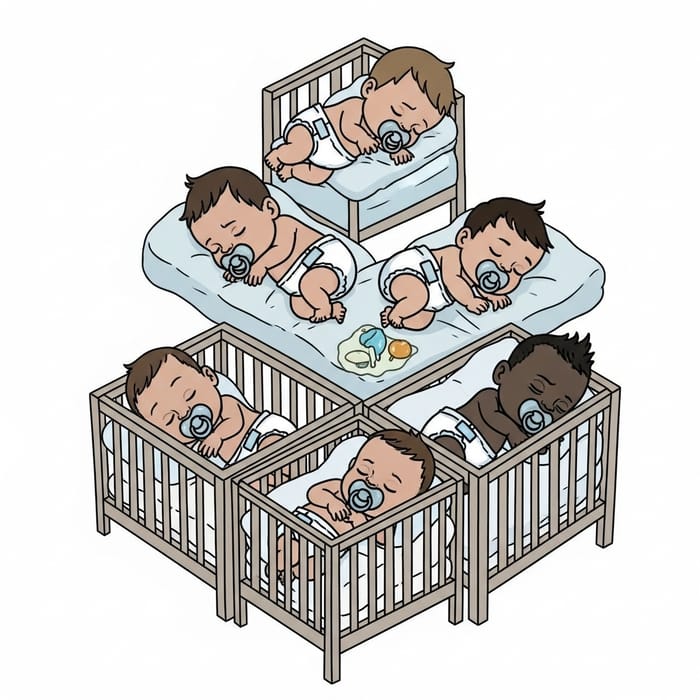 Newborn Among Us Baby in Crib Animated Caricatures