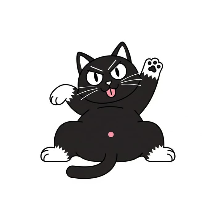 Playful Black Cat with Mischievous Expression | Fun Cartoon Illustration Playful Black Cat with Mischievous Expression | Fun Cartoon Illustration