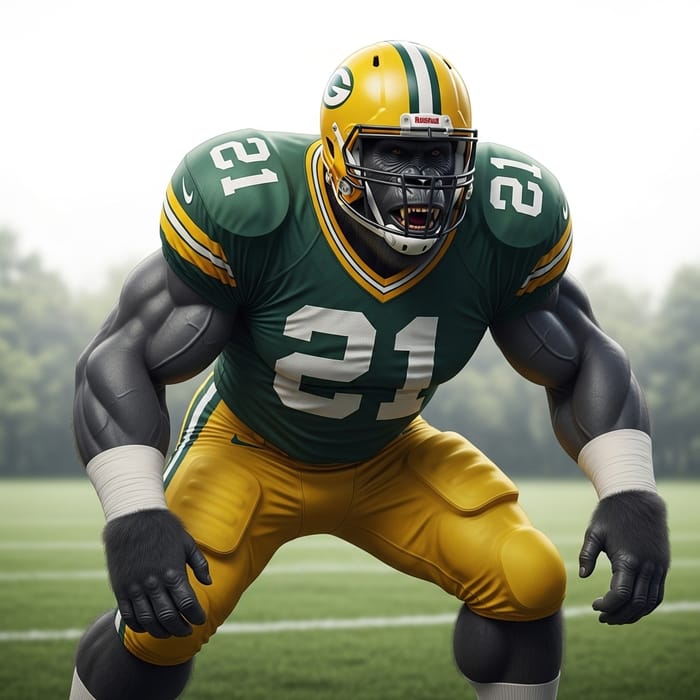 Athletic Gorilla as Football Linebacker | Intense Game Passion
