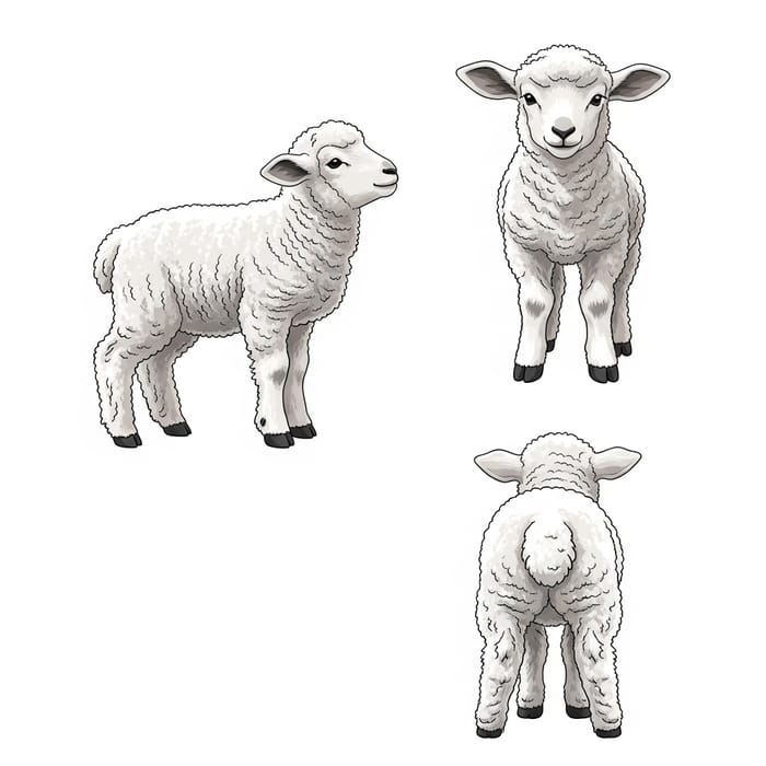 Adorable Sheep Baby - Vector Art in Various Poses Adorable Sheep Baby - Vector Art in Various Poses