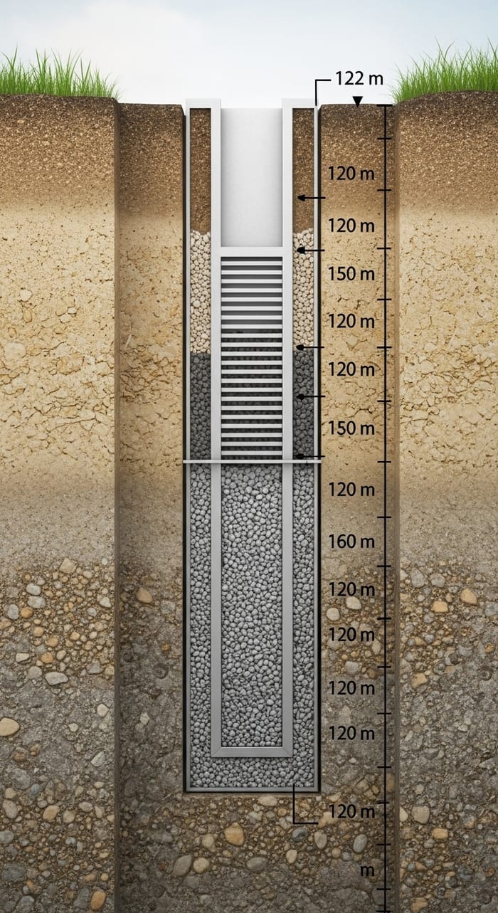 Water Well Structure with Simple Slot Screen Water Well Structure with Simple Slot Screen