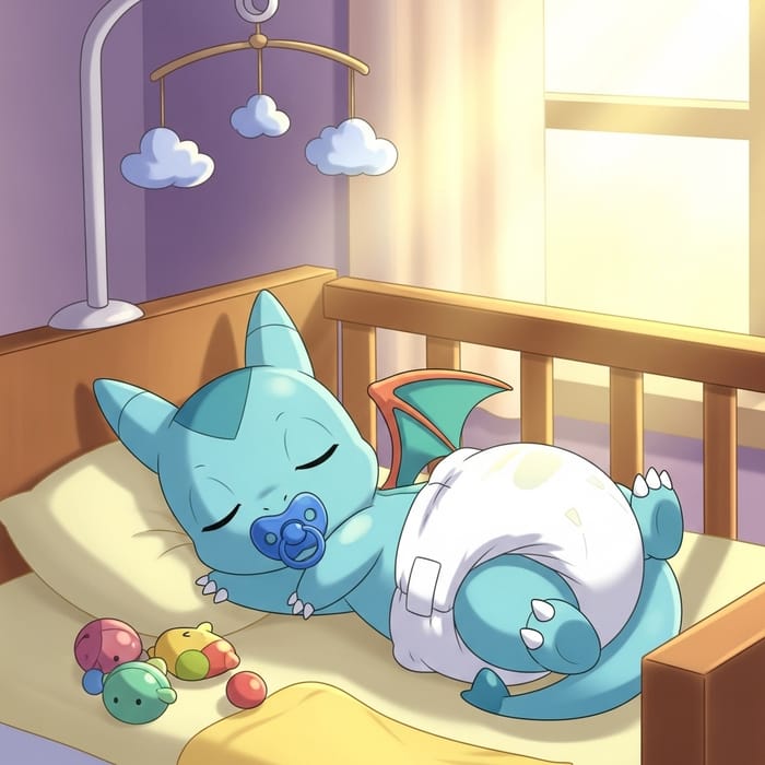 Latias Baby Cartoon - Newborn in Diapers with Pacifier