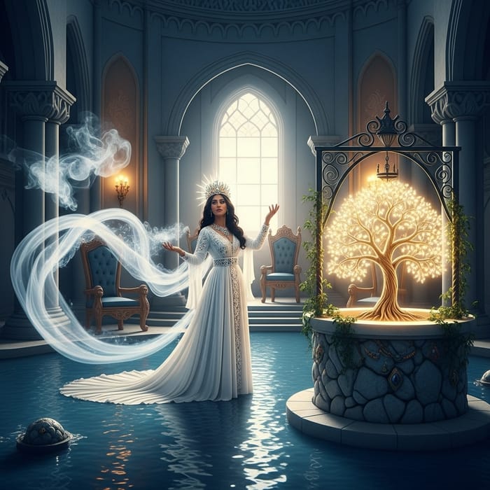 Majestic Vision: Woman in Throne Room with Holy Spirit