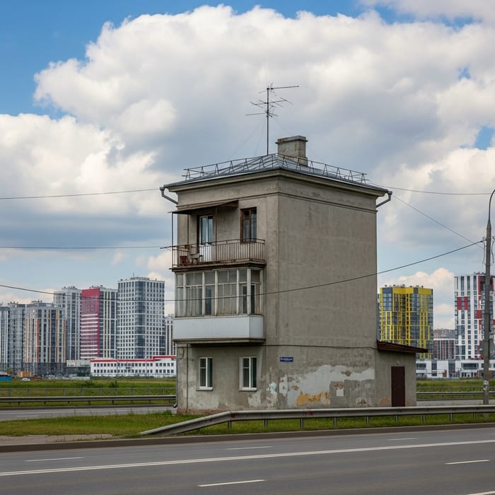 Distinct Three-Story Khrushchyovka in Russia
