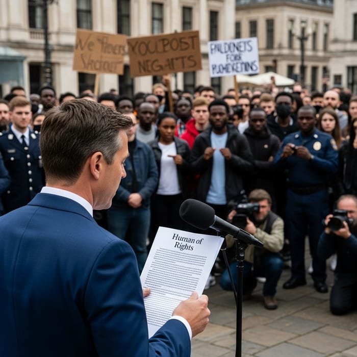 Politician Exposed: Hypocritical Actions at Human Rights Rally