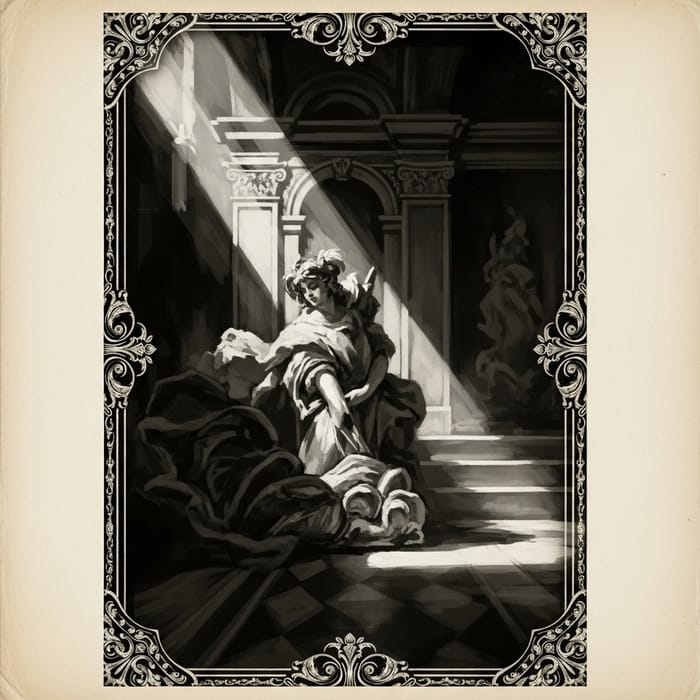Vintage Black-and-White Poster Art | Chiaroscuro Lighting Details