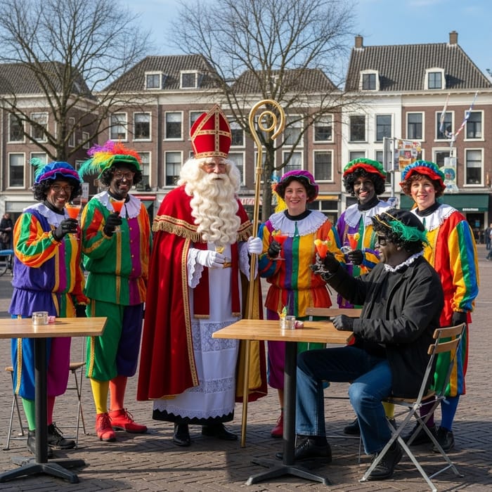 Sinterklaas & Regenboog Pieten Enjoy Cocktails in Utrecht
