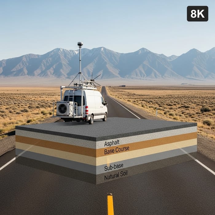 3D Layer Structure of Highway and Mountain Peaks in 8K
