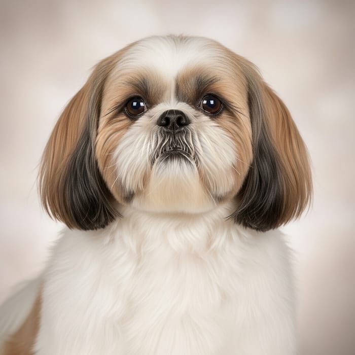Shih Tzu Dog with White and Black Spot on Right Eye