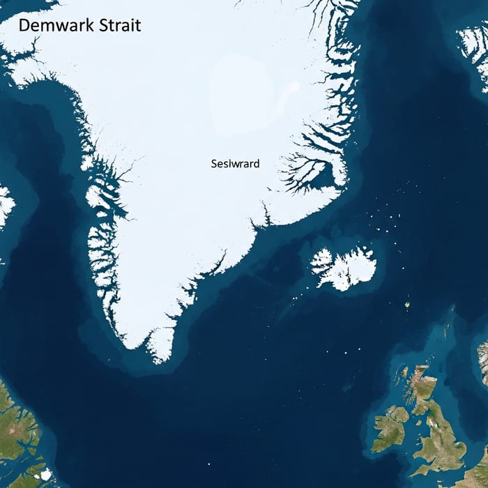 Denmark Strait: Drawing of the Channel between Iceland and Greenland Denmark Strait: Drawing of the Channel between Iceland and Greenland
