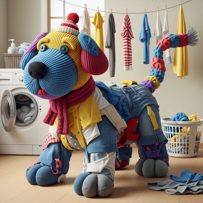 Creative Laundry Dog Sculpture | Whimsical Room Decor