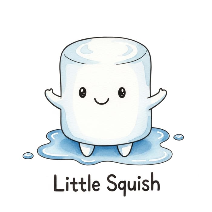 Adorable Watercolor Sketch of 'Little Squish' - Cute and Playful