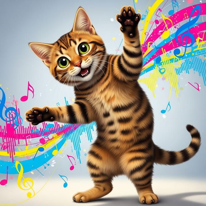 Playful Cat Dances to Viral Tune | Trendy and Entertaining Scene