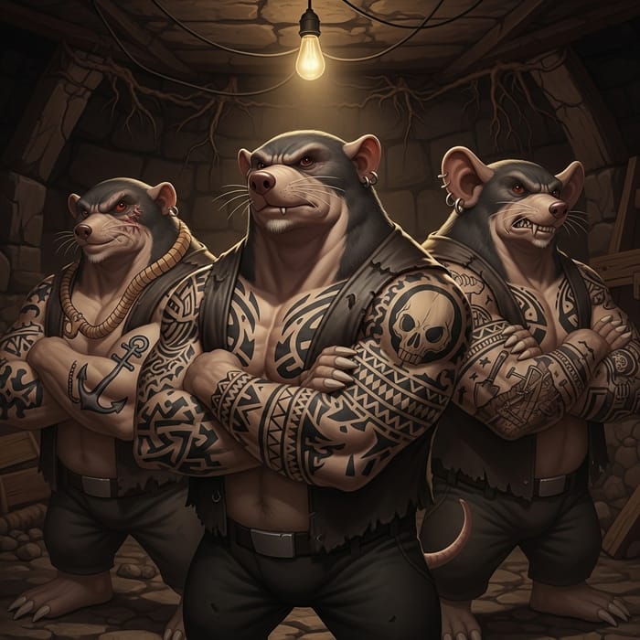 Muscular Moles with Tattoos: The Bold Creatures Muscular Moles with Tattoos: The Bold Creatures