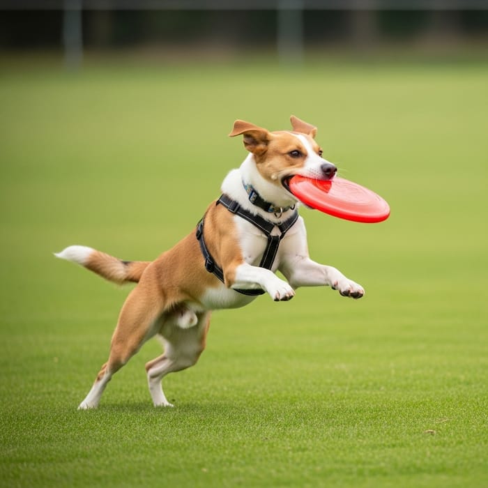 Playful Dog Chasing Frisbee | Vibrant Action Photography