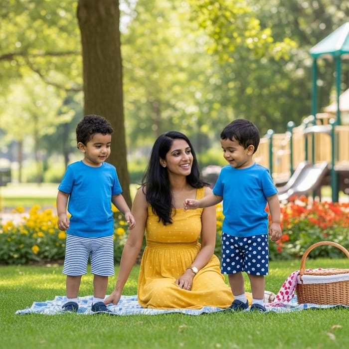Adorable 4-Year-Old Twin Boys with Mother | Family Bonding Time Outdoors Adorable 4-Year-Old Twin Boys with Mother | Family Bonding Time Outdoors