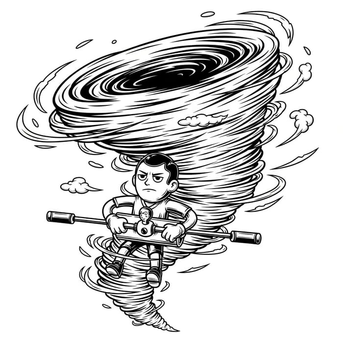 Highly Detailed Black and White Tornado Foosball Character Vector