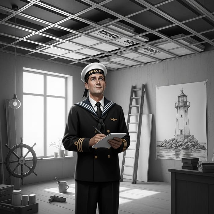 Professional Sailor Observing Room Renovation Scene