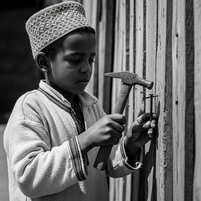 Ethiopian Boy in Traditional Attire - A Vintage Moment