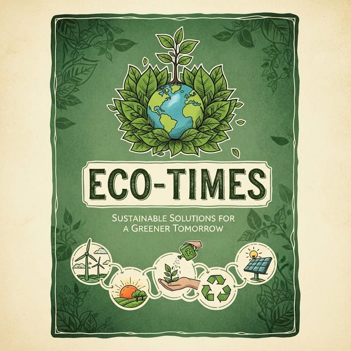 Eco-Friendly Magazine Cover in Green Tones Resembling Aged Document Eco-Friendly Magazine Cover in Green Tones Resembling Aged Document