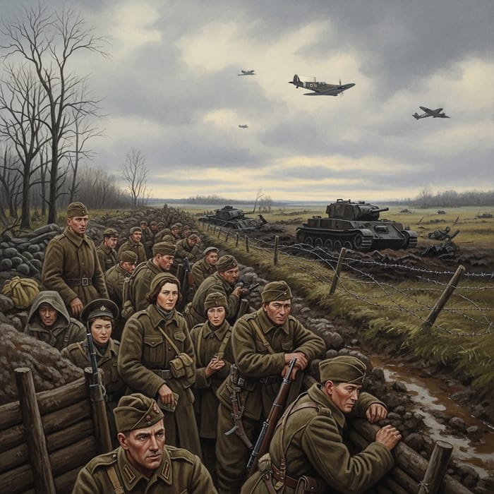 Historical World War 2 Oil Painting | War Depiction Art