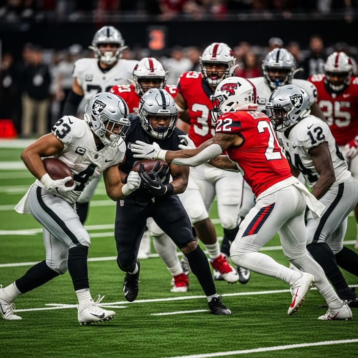 Intense Raiders vs Chiefs NFL Game in Vibrant Canon Colors Intense Raiders vs Chiefs NFL Game in Vibrant Canon Colors