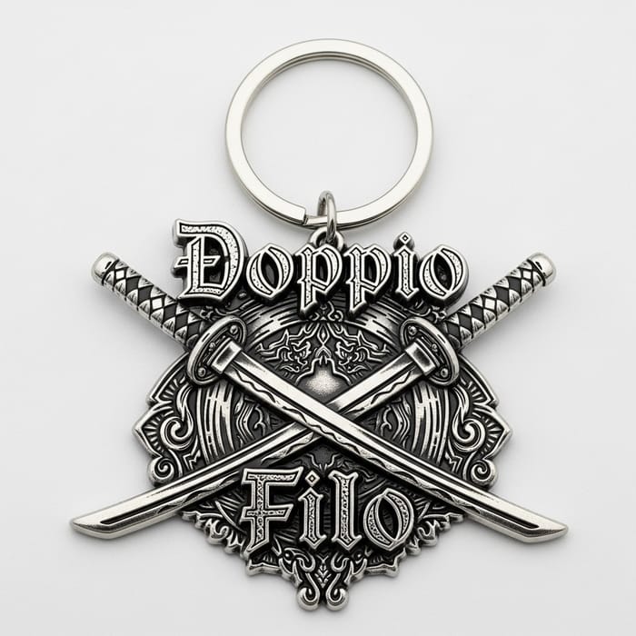 Doppio Filo Katana Keychain | Custom Metal Design Doppio Filo Katana Keychain | Custom Metal Design