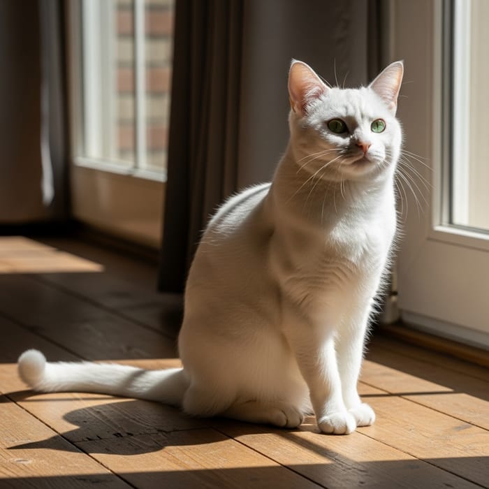 Elegant Snow-White Cat | Majestic Feline Beauty