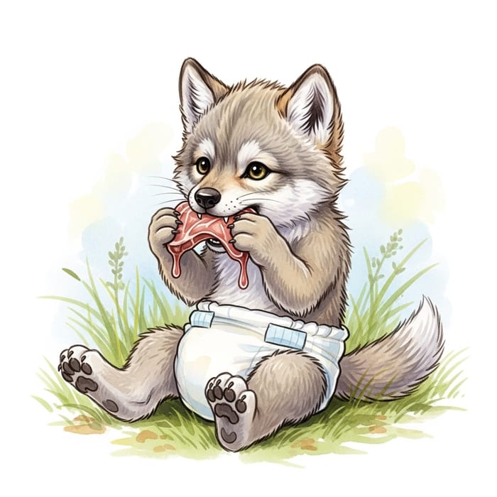 Enchanting Baby Wolf: Fantasy-Inspired Whimsical Art Enchanting Baby Wolf: Fantasy-Inspired Whimsical Art