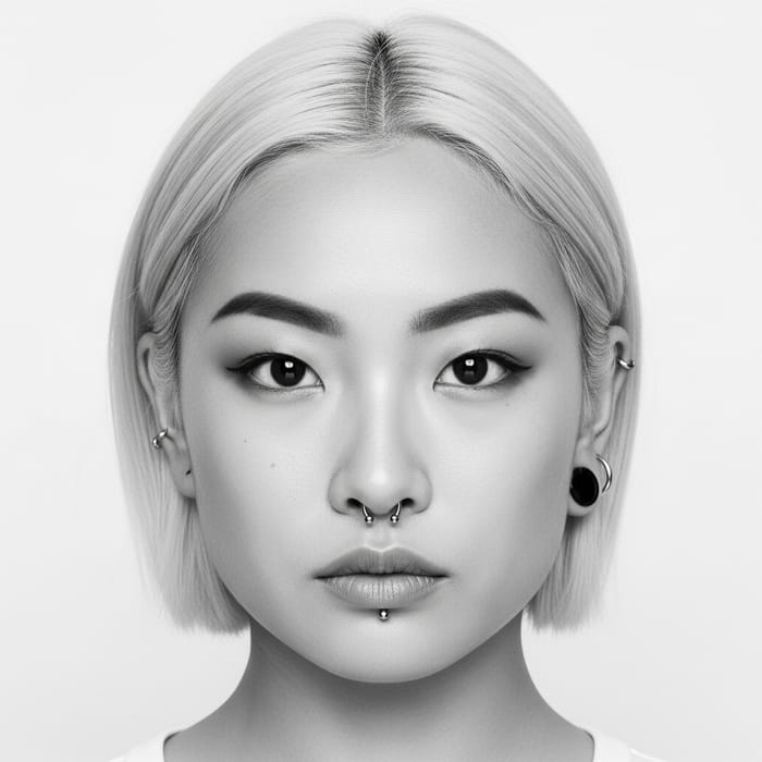 Stunning Black and White Portrait of Asian Woman Stunning Black and White Portrait of Asian Woman