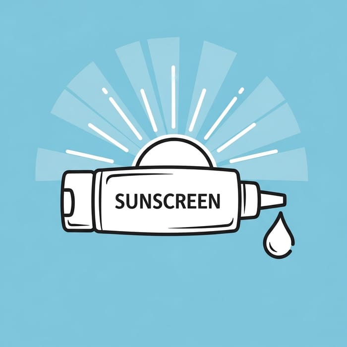 Sunscreen Icon: Tube with Sun Rays Design Sunscreen Icon: Tube with Sun Rays Design