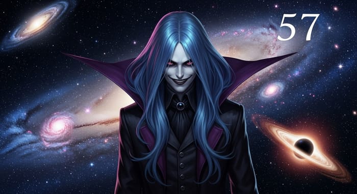 Galactic Anti-Hero with Iridescent Blue & Purple Hair | Cosmic Setting