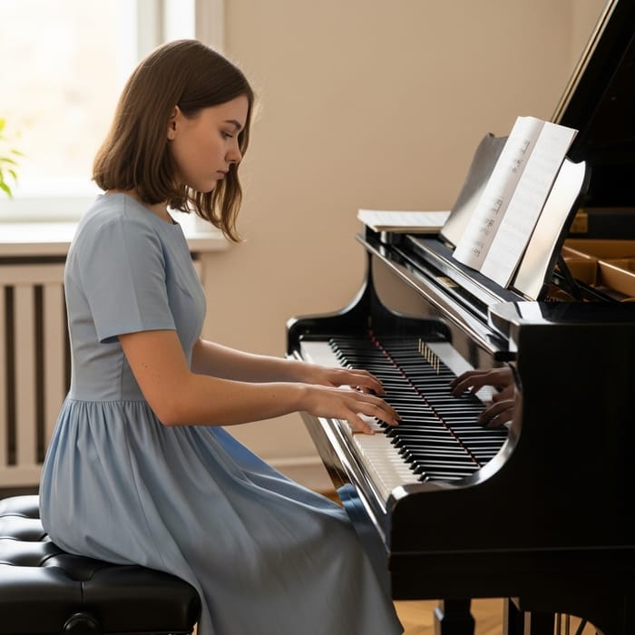 Teenage Girl Learning Piano: Embracing the Melodies Teenage Girl Learning Piano: Embracing the Melodies