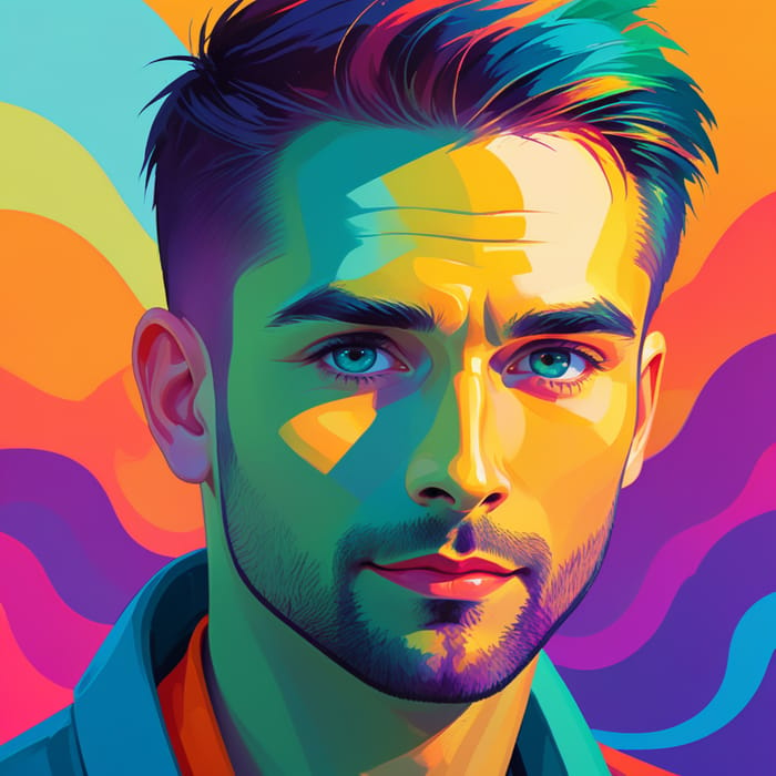 Stylized Digital Portrait of a Man in Modern Art