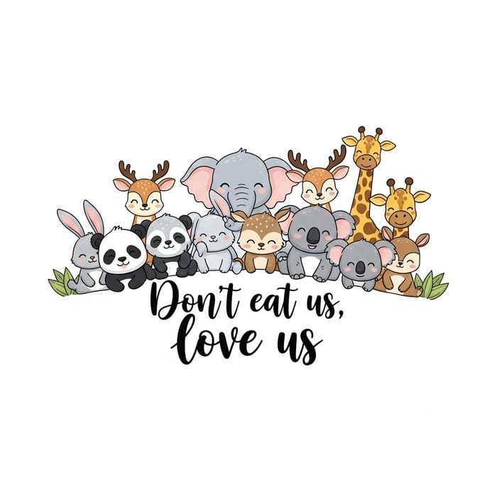 Adorable Animals T-shirt: Group of Friendly Animals Design