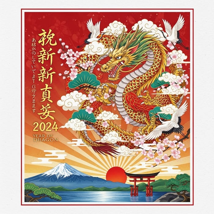 Design Year of the Dragon New Year 2024 Greeting Card Design Year of the Dragon New Year 2024 Greeting Card