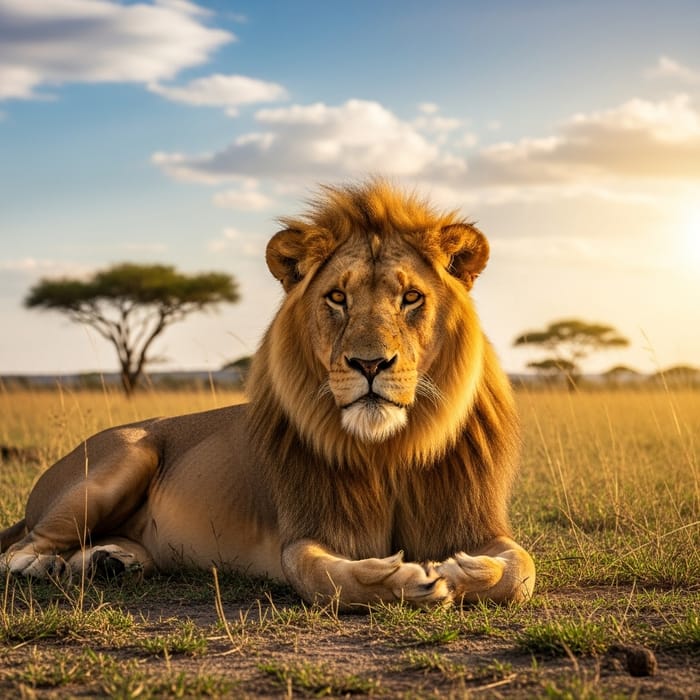 Majestic African Lion on Savannah
