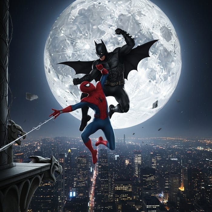 Batman Fighting Spiderman