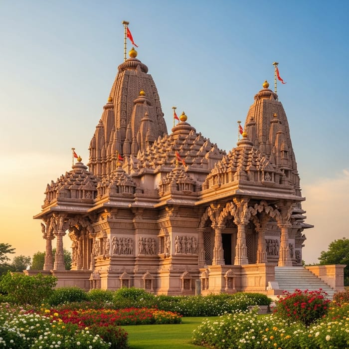 Stately Hindu Temple with Intricate Grandeur Stately Hindu Temple with Intricate Grandeur