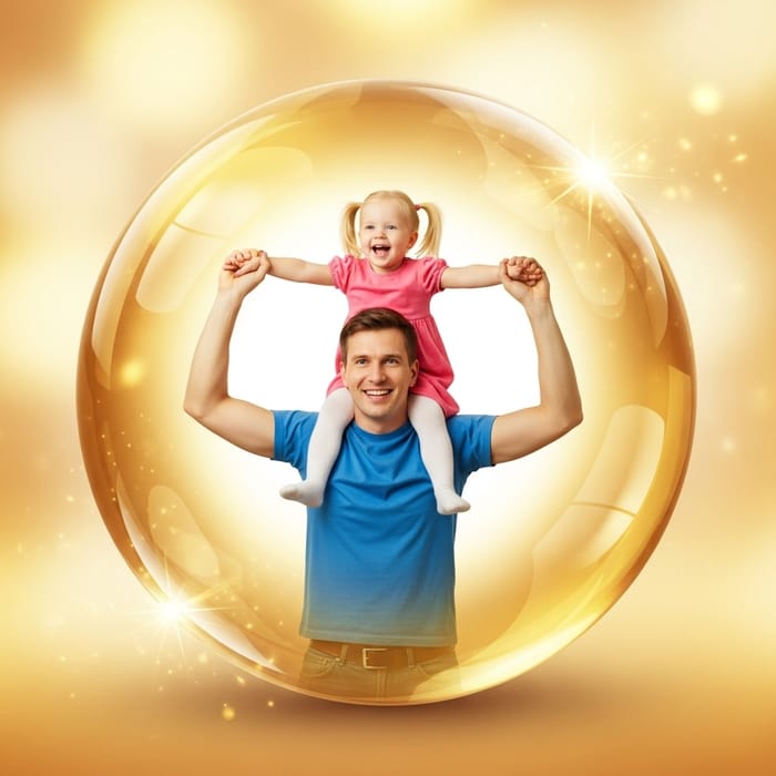 Golden Sphere: Father and Daughter Exude Joyful Bond