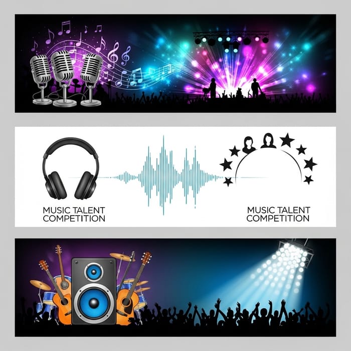 Podcast Banner Designs for Music Talent Competition