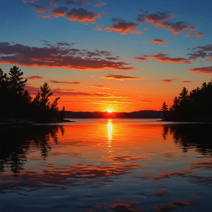 Serene Sunset Lake | Impressionist Masterpiece Serene Sunset Lake | Impressionist Masterpiece