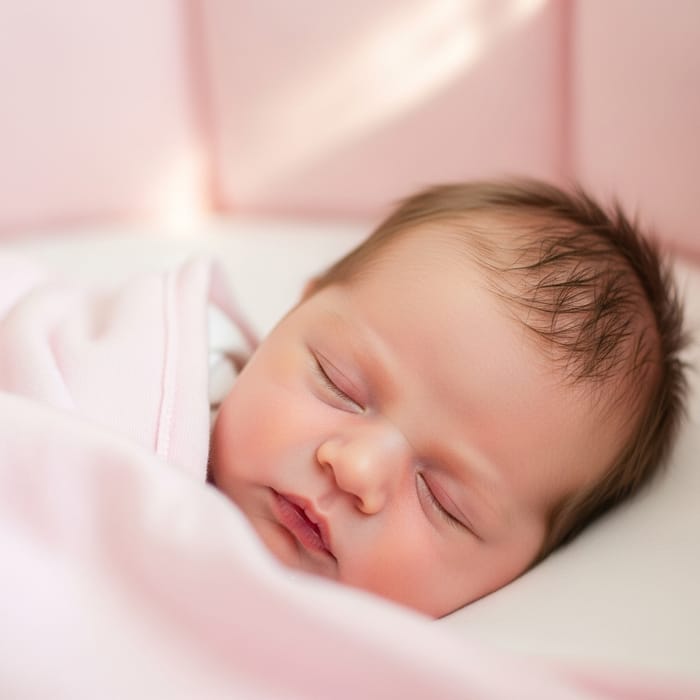 Caucasian Newborn Baby Girl in Serene Slumber Caucasian Newborn Baby Girl in Serene Slumber