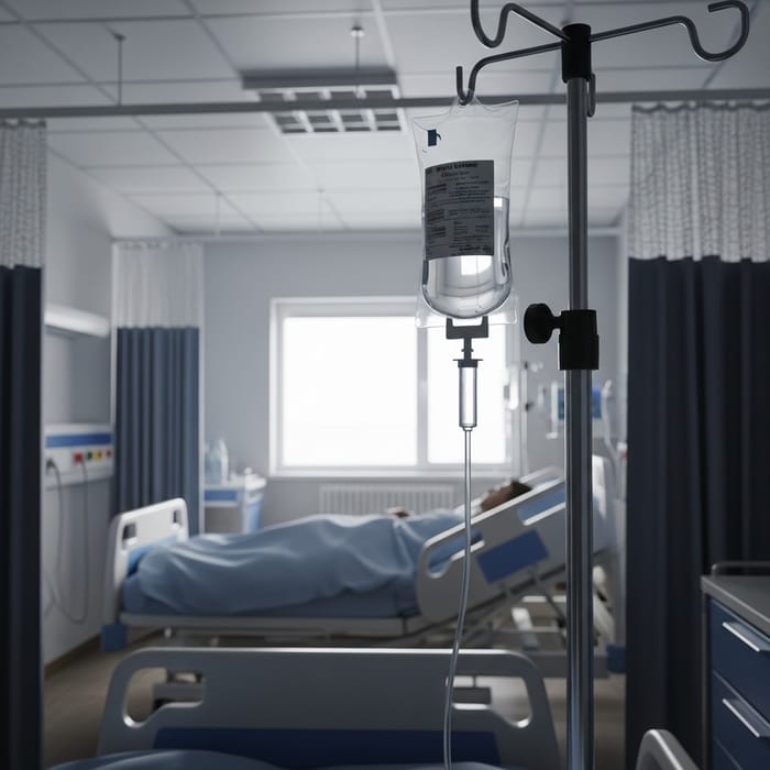 Hospital Room Interior in Hyper-Realistic Style | IV Drip Detail