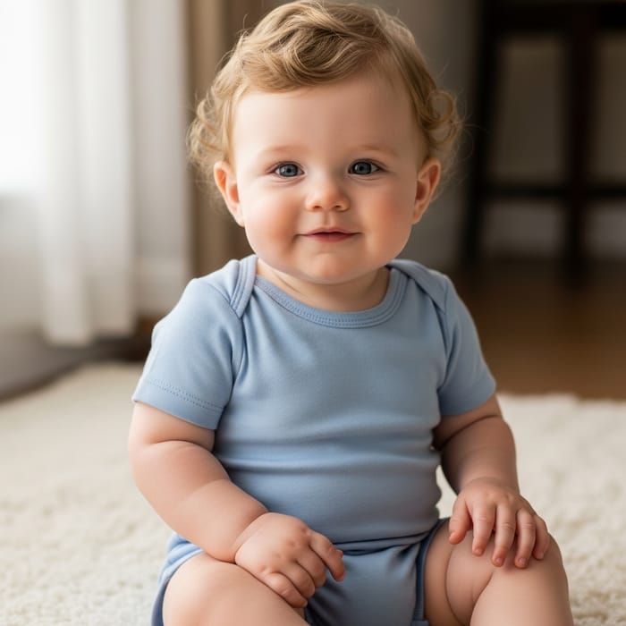 Adorable Baby Boy with Curly Hair and Blue Eyes Adorable Baby Boy with Curly Hair and Blue Eyes