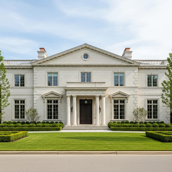 Classical Style House with Symmetrical Facade Design